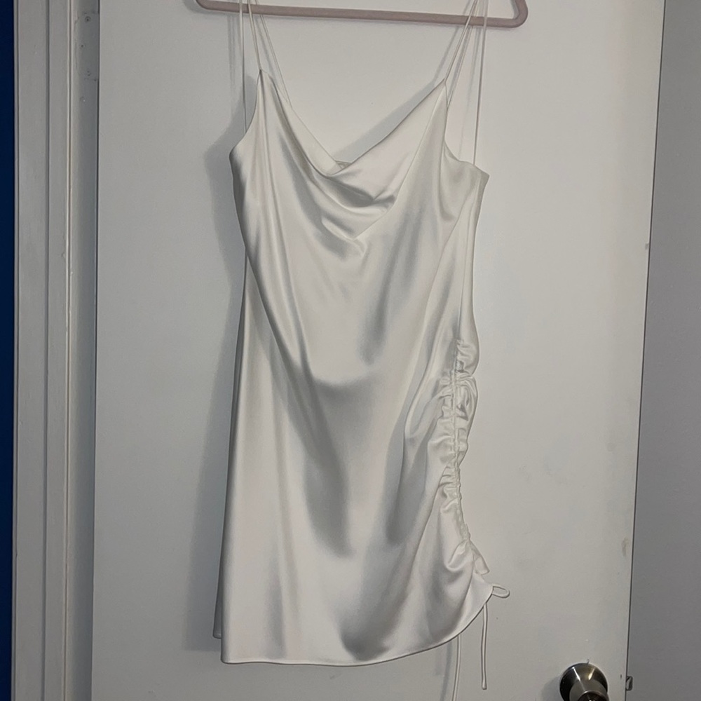 All white silk dress